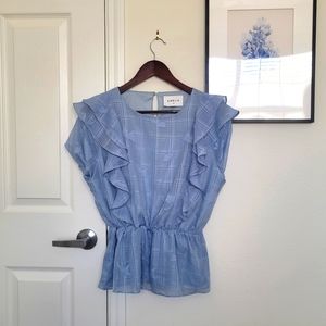 Blue Ruffle Blouse (M)